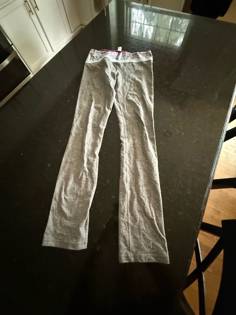 Ivivva Gray Jeggings with Floral Waistband Accent